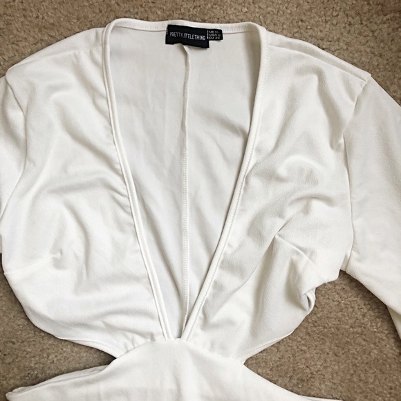 Prettylittlething white cropped maxi dress size 6 - Picture 8 of 10